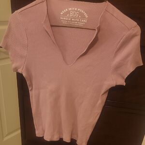 BDG Women's Light Pink V-Neck Tee